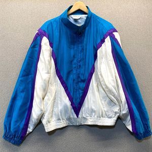 Naked Silk 100% Silk Track Suit Jacket Style Teal Purple Vintage Y2K